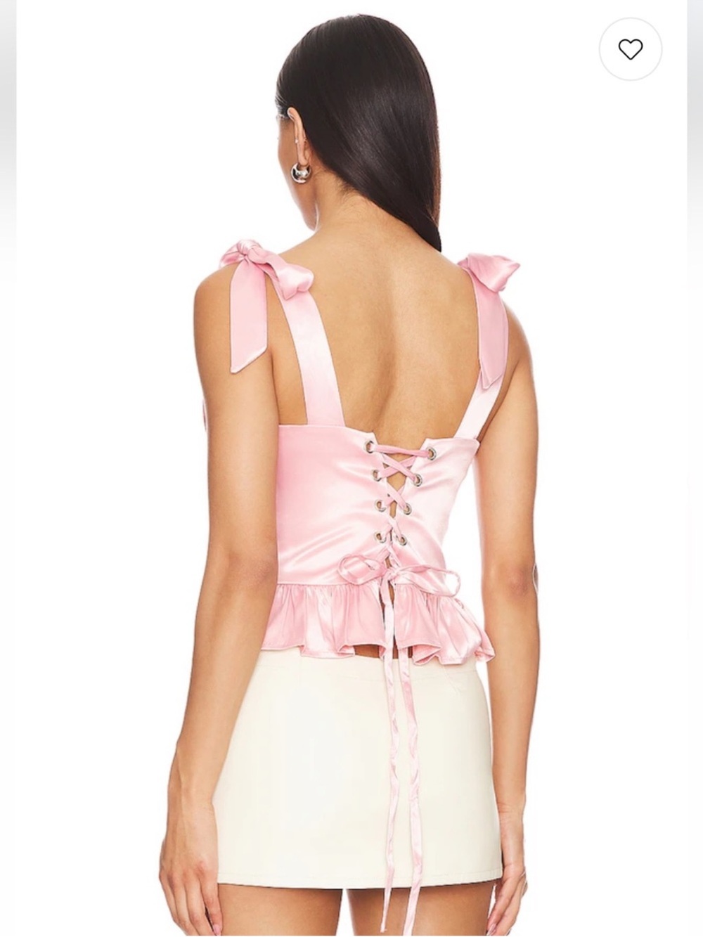 Revolve More To Come Cecilia Pink Satin Tie Shoulder Strap Lace Up Top